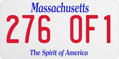 MA license plate 276OF1