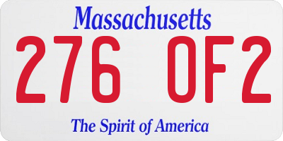 MA license plate 276OF2