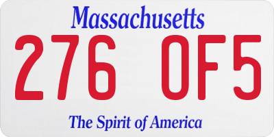 MA license plate 276OF5