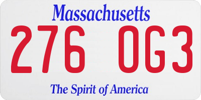 MA license plate 276OG3