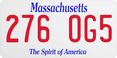 MA license plate 276OG5