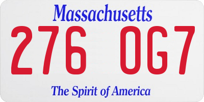 MA license plate 276OG7
