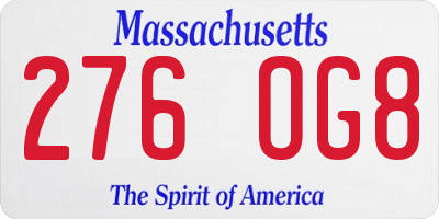 MA license plate 276OG8