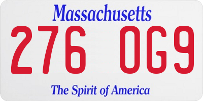 MA license plate 276OG9