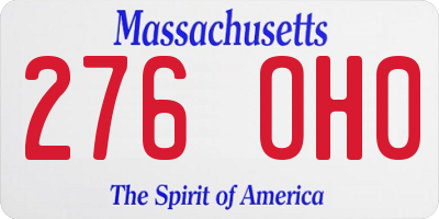 MA license plate 276OH0