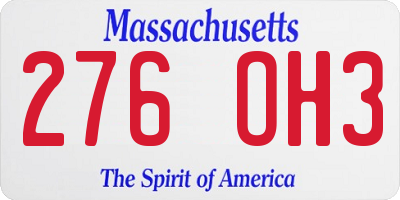 MA license plate 276OH3