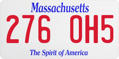 MA license plate 276OH5
