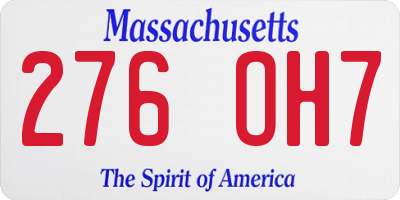MA license plate 276OH7