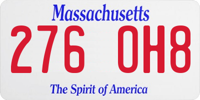 MA license plate 276OH8