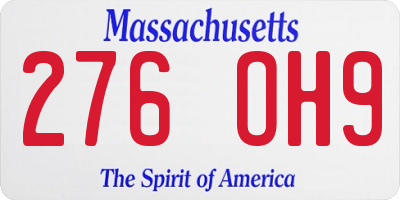 MA license plate 276OH9