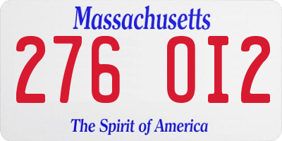 MA license plate 276OI2