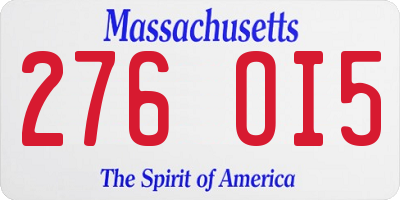 MA license plate 276OI5