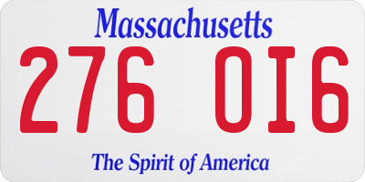 MA license plate 276OI6