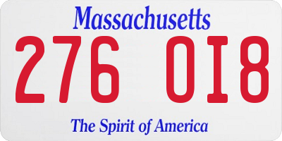 MA license plate 276OI8