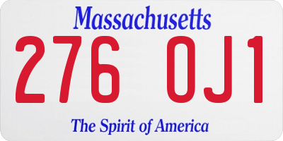 MA license plate 276OJ1