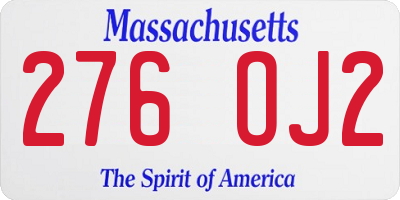 MA license plate 276OJ2