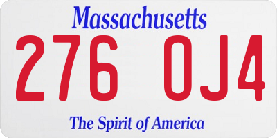 MA license plate 276OJ4