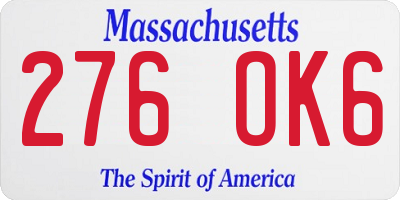 MA license plate 276OK6