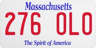 MA license plate 276OL0
