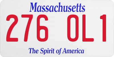 MA license plate 276OL1