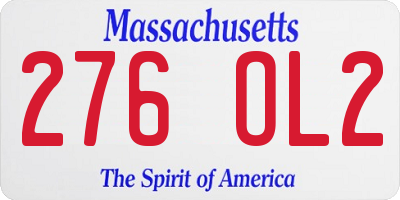 MA license plate 276OL2