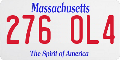 MA license plate 276OL4