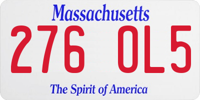 MA license plate 276OL5