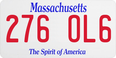 MA license plate 276OL6