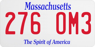 MA license plate 276OM3