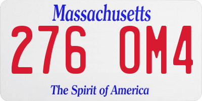 MA license plate 276OM4