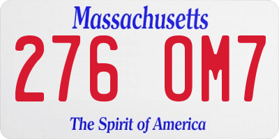 MA license plate 276OM7