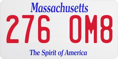 MA license plate 276OM8