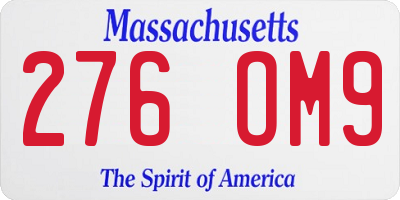 MA license plate 276OM9