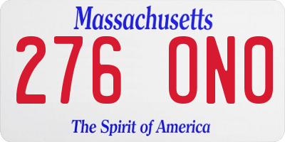MA license plate 276ON0