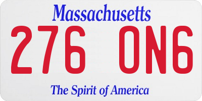 MA license plate 276ON6