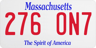 MA license plate 276ON7