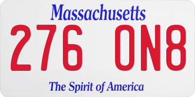 MA license plate 276ON8