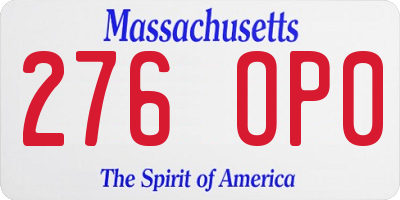 MA license plate 276OP0