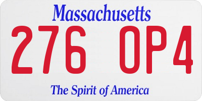 MA license plate 276OP4