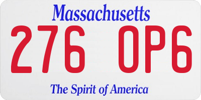 MA license plate 276OP6
