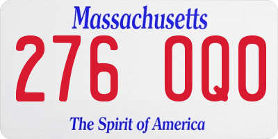 MA license plate 276OQ0