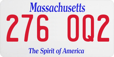 MA license plate 276OQ2