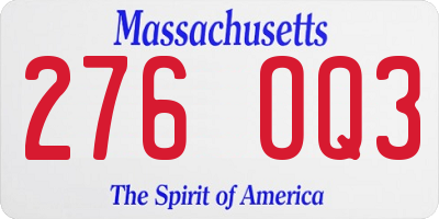 MA license plate 276OQ3