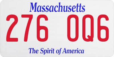 MA license plate 276OQ6