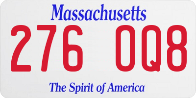 MA license plate 276OQ8