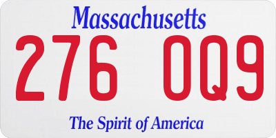 MA license plate 276OQ9