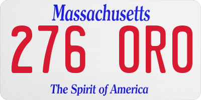 MA license plate 276OR0