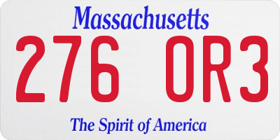 MA license plate 276OR3