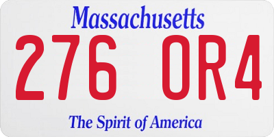 MA license plate 276OR4