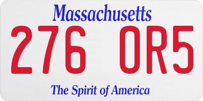 MA license plate 276OR5